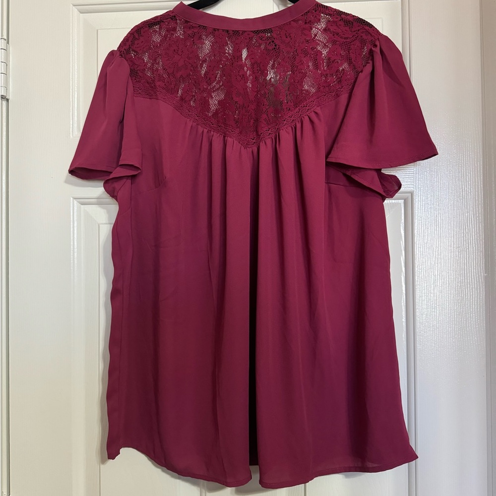 Torrid Magenta Lace Yoke Blouse